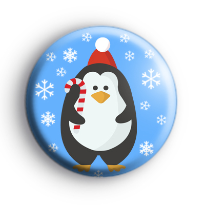Snowflake Candy Cane Penguin Badge : Kool Badges