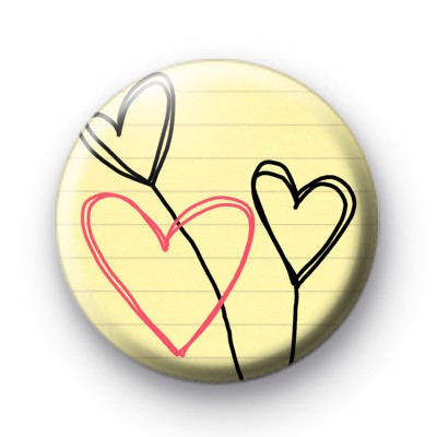 3 Love Heart Scribbles Badges