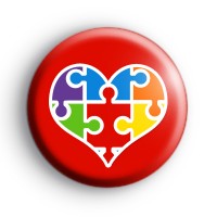 Autism Awareness Love Heart Badge