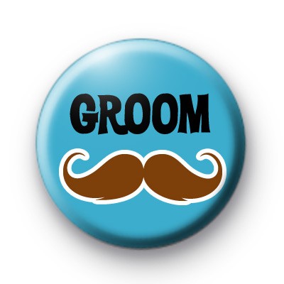 Cute Groom Moustache Button Badge medium