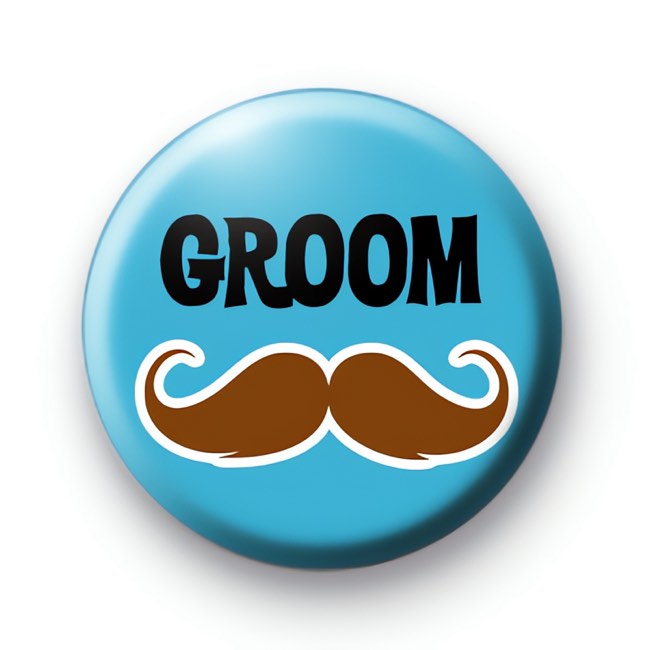 Cute Groom Moustache Button Badge