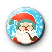 Blue Cute Festive Santa Claus Button Badge