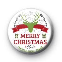 Festive Green Stag Merry Christmas Badge