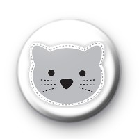 Grey Kitty Cat Button Badge