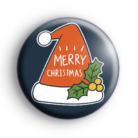 HoHoHo Santa Claus Hat Merry Christmas Badge