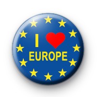 I Love Europe Button Badge