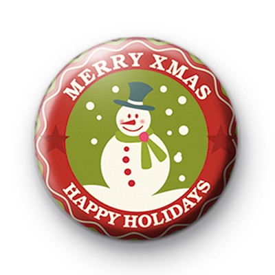 Merry Xmas Snowman Button Badge medium