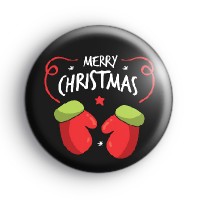 Black Merry Christmas Mittens Badge