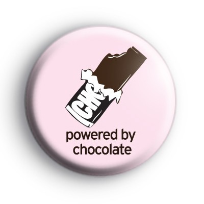 Powered By Chocolate Button Badge medium