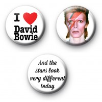 Set of 3 David Bowie Button Badges
