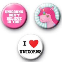 Set of 3 Unicorn Button Badges