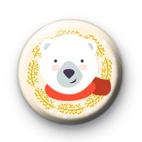 Winter Polar Bear Pin Button Badge