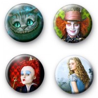 Set of 4 Alice in Wonderland Badges 2