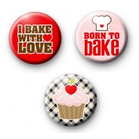Set of 3 Baking Button Badges