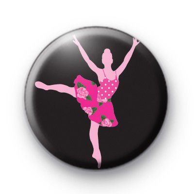 Floral Ballet Girl Pin Button Badge