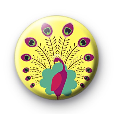 Beautiful Peacock Button Badge