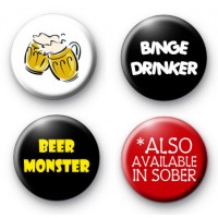 Set of 4 Beer Monster Button Badges