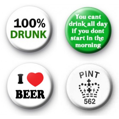 Set of 4 Beer Drinking Badge Pack