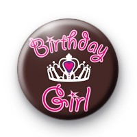Birthday Girl Crown Button Badges
