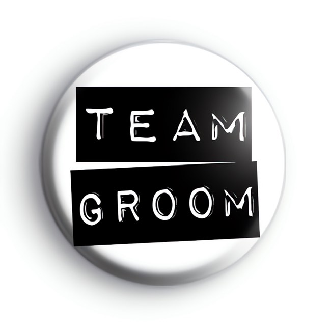 Black and White Team Groom Label Badge