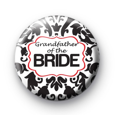 Black and Red Grandfather of the Bride badge medium