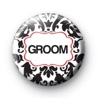 Black and Red Groom Wedding Badges