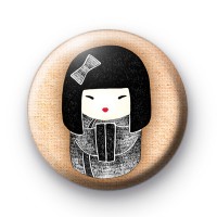 Black and White Geisha Girl Badge