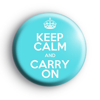 Keep Calm and Carry On Blue Badge