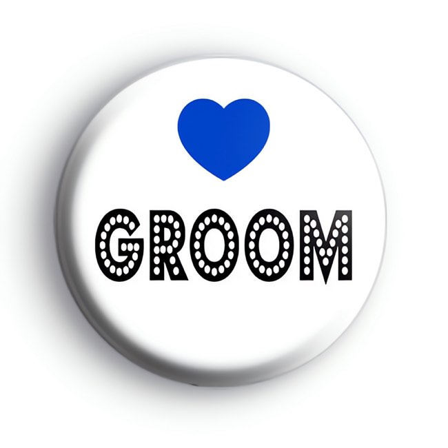 Blue Love Heart Groom Badge