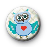 Cute Blue Wise Owl Badge