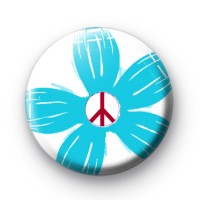 Blue Floral Peace Button Badges