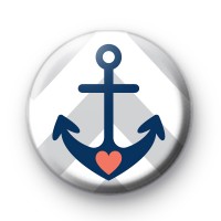 Love Heart Anchor Pin Button Badge