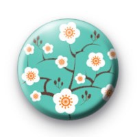 Blue Oriental Flower Blossom Badges