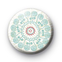 Blue Swirl Flower Pattern Badge