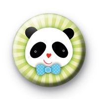 Bow Tie Panda Bear Button Badge