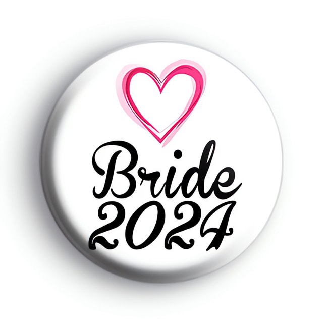 Pink Hearts Bride Wedding Badge