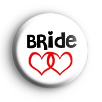 Red Love Hearts Bride Button Badges thumbnail