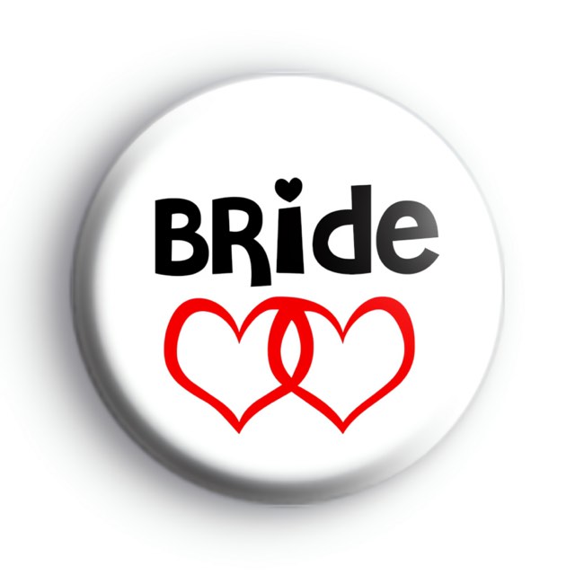 Red Love Hearts Bride Button Badges