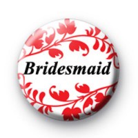 Red Floral Pattern Bridesmaid Badges