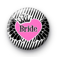 Bride Winged Heart Button Badges