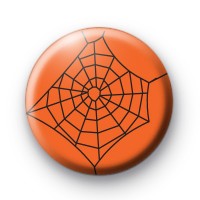 Bright Orange Spooky Spider Web Badge