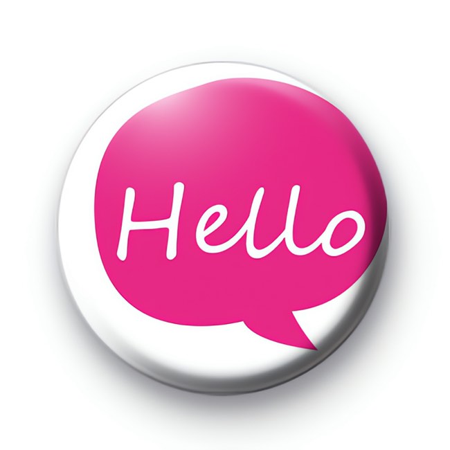 Bright Pink HELLO Badge