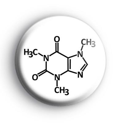 Caffeine Molecule Button Badge : Kool Badges