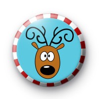 Reindeer Candy Cane Xmas Badge
