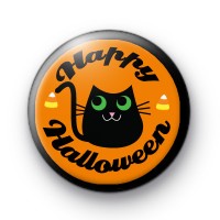 Black Cat Happy Halloween Badge