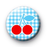 Cherry Red and Blue Gingham badge