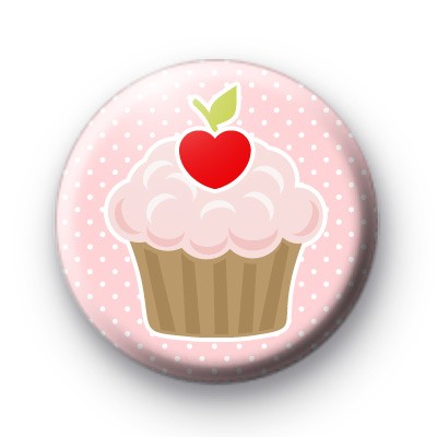 Cute Pink Cherry Cupcake Badge