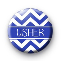 Chevron Blue Usher Button Badge