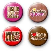 Set of 4 Chocolate Lover Button Badges