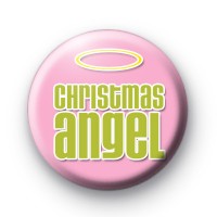 Pink Christmas Angel Button Badge